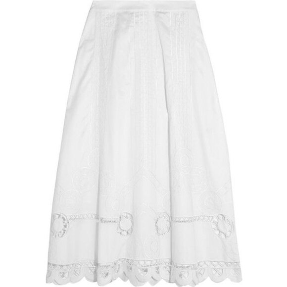 TEMPERLY LONDON Bellanca Embroidered Cotton Poplin Midi Skirt - Picture 4 of 14
